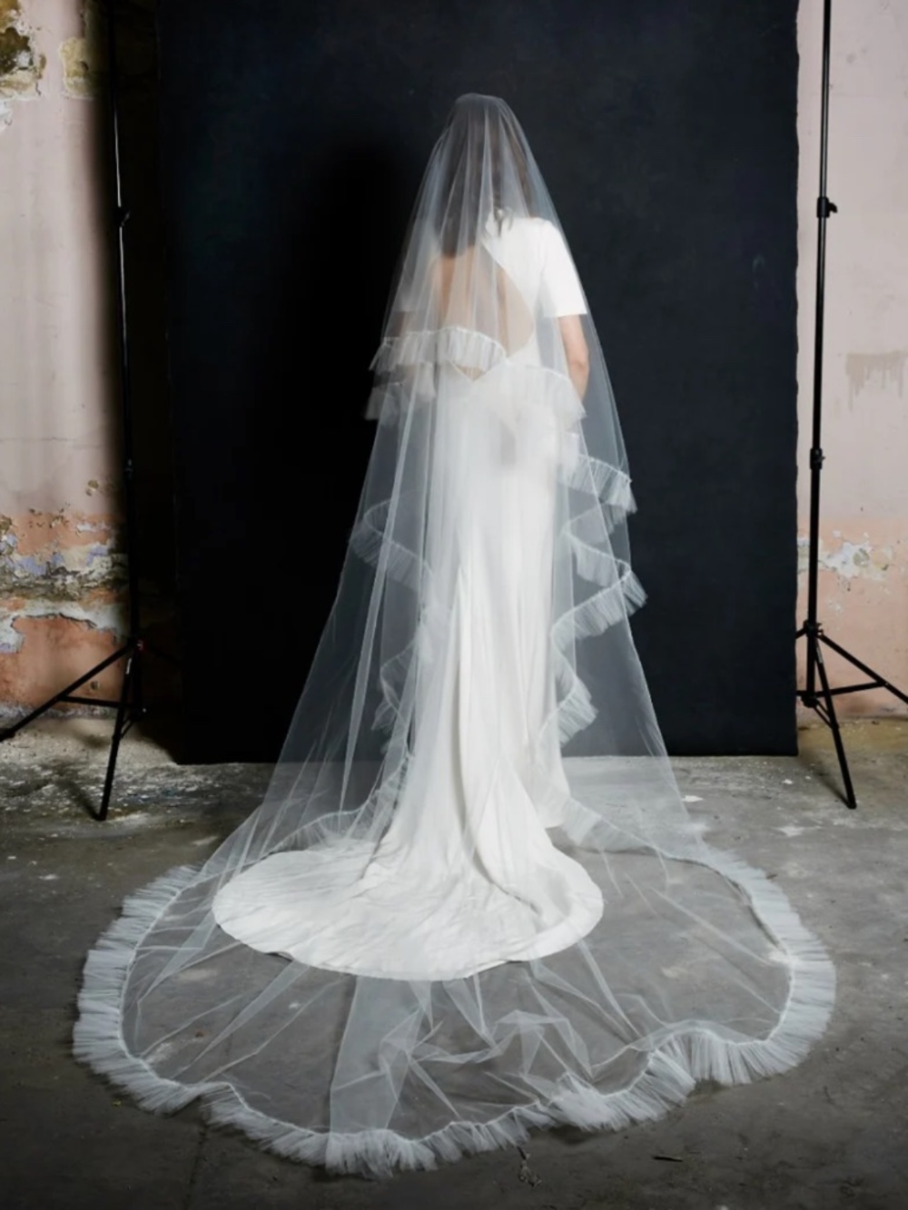 HARRIETTE GORDON 4.8 Ruched Tulle Bridal Veil color Natural (300 cm)
